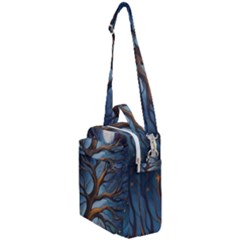 Tree Branches Mystical Moon Expressionist Oil Painting Acrylic Painting Abstract Nature Moonlight Ni Crossbody Day Bag by Maspions