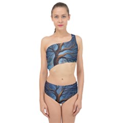 Tree Branches Mystical Moon Expressionist Oil Painting Acrylic Painting Abstract Nature Moonlight Ni Spliced Up Two Piece Swimsuit by Maspions