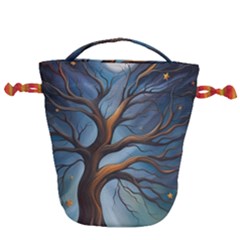 Tree Branches Mystical Moon Expressionist Oil Painting Acrylic Painting Abstract Nature Moonlight Ni Drawstring Bucket Bag