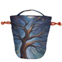 Tree Branches Mystical Moon Expressionist Oil Painting Acrylic Painting Abstract Nature Moonlight Ni Drawstring Bucket Bag View1