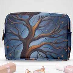 Tree Branches Mystical Moon Expressionist Oil Painting Acrylic Painting Abstract Nature Moonlight Ni Make Up Pouch (medium)