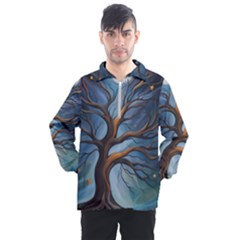 Tree Branches Mystical Moon Expressionist Oil Painting Acrylic Painting Abstract Nature Moonlight Ni Men s Half Zip Pullover