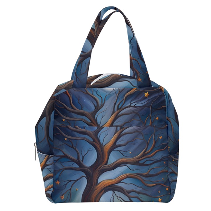 Tree Branches Mystical Moon Expressionist Oil Painting Acrylic Painting Abstract Nature Moonlight Ni Boxy Hand Bag