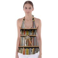 Book Nook Books Bookshelves Comfortable Cozy Literature Library Study Reading Reader Reading Nook Ro Tie Back Tankini Top by Maspions