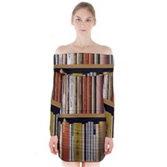 Book Nook Books Bookshelves Comfortable Cozy Literature Library Study Reading Reader Reading Nook Ro Long Sleeve Off Shoulder Dress