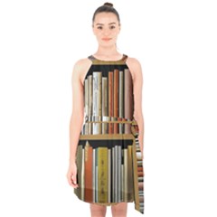 Book Nook Books Bookshelves Comfortable Cozy Literature Library Study Reading Reader Reading Nook Ro Halter Collar Waist Tie Chiffon Dress