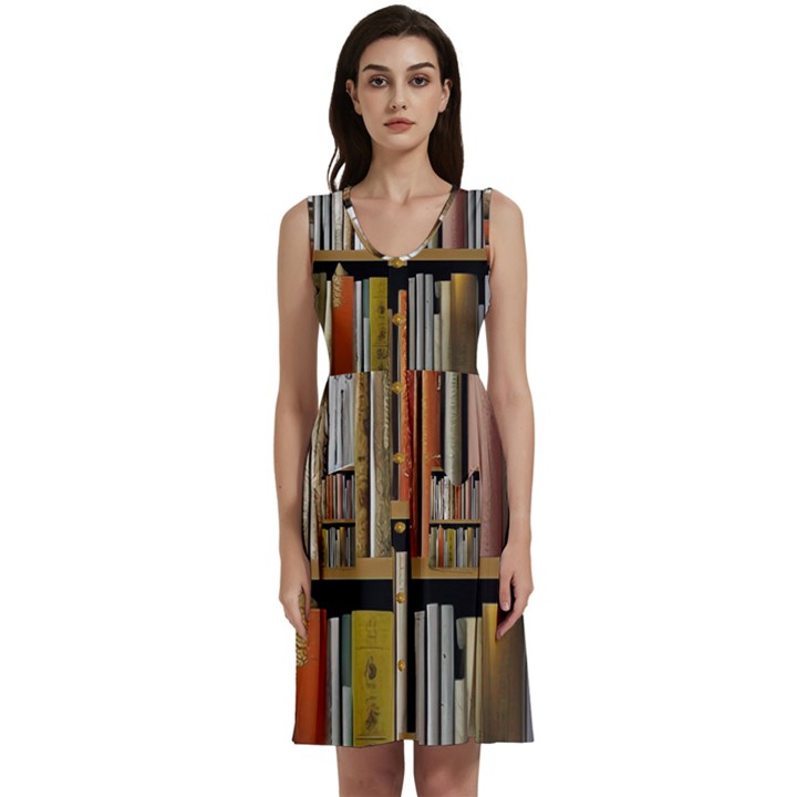 Book Nook Books Bookshelves Comfortable Cozy Literature Library Study Reading Reader Reading Nook Ro Sleeveless Dress With Pocket