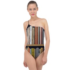 Book Nook Books Bookshelves Comfortable Cozy Literature Library Study Reading Reader Reading Nook Ro Classic One Shoulder Swimsuit by Maspions