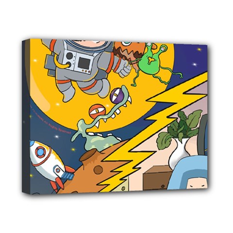 Astronaut Moon Monsters Spaceship Universe Space Cosmos Canvas 10  X 8  (stretched)