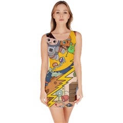 Astronaut Moon Monsters Spaceship Universe Space Cosmos Bodycon Dress