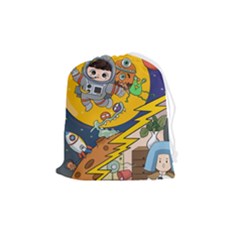 Astronaut Moon Monsters Spaceship Universe Space Cosmos Drawstring Pouch (medium)