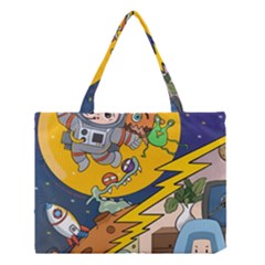 Astronaut Moon Monsters Spaceship Universe Space Cosmos Medium Tote Bag