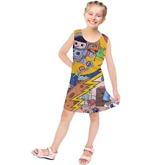 Astronaut Moon Monsters Spaceship Universe Space Cosmos Kids  Tunic Dress