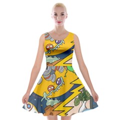 Astronaut Moon Monsters Spaceship Universe Space Cosmos Velvet Skater Dress