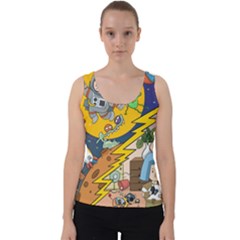 Astronaut Moon Monsters Spaceship Universe Space Cosmos Velvet Tank Top