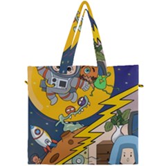 Astronaut Moon Monsters Spaceship Universe Space Cosmos Canvas Travel Bag