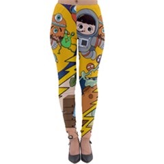 Astronaut Moon Monsters Spaceship Universe Space Cosmos Lightweight Velour Leggings