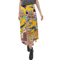 Astronaut Moon Monsters Spaceship Universe Space Cosmos Velour Split Maxi Skirt