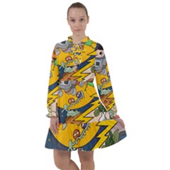 Astronaut Moon Monsters Spaceship Universe Space Cosmos All Frills Chiffon Dress by Maspions