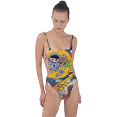 Astronaut Moon Monsters Spaceship Universe Space Cosmos Tie Strap One Piece Swimsuit