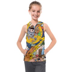 Astronaut Moon Monsters Spaceship Universe Space Cosmos Kids  Sleeveless Hoodie