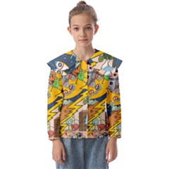 Astronaut Moon Monsters Spaceship Universe Space Cosmos Kids  Peter Pan Collar Blouse