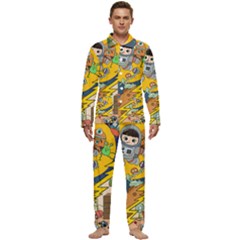 Astronaut Moon Monsters Spaceship Universe Space Cosmos Men s Long Sleeve Velvet Pocket Pajamas Set