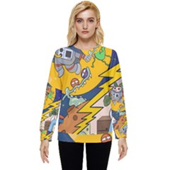 Astronaut Moon Monsters Spaceship Universe Space Cosmos Hidden Pocket Sweatshirt