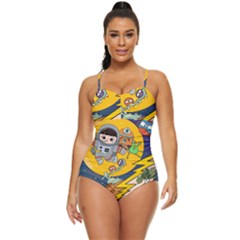 Astronaut Moon Monsters Spaceship Universe Space Cosmos Retro Full Coverage Swimsuit