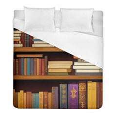 Book Nook Books Bookshelves Comfortable Cozy Literature Library Study Reading Room Fiction Entertain Duvet Cover (full/ Double Size) by Maspions