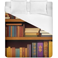 Book Nook Books Bookshelves Comfortable Cozy Literature Library Study Reading Room Fiction Entertain Duvet Cover (california King Size) by Maspions