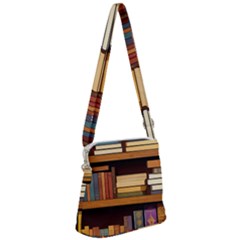 Book Nook Books Bookshelves Comfortable Cozy Literature Library Study Reading Room Fiction Entertain Zipper Messenger Bag by Maspions