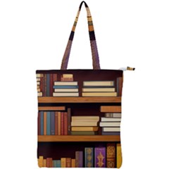 Book Nook Books Bookshelves Comfortable Cozy Literature Library Study Reading Room Fiction Entertain Double Zip Up Tote Bag by Maspions