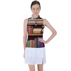 Book Nook Books Bookshelves Comfortable Cozy Literature Library Study Reading Room Fiction Entertain Women s Sleeveless Polo T-shirt by Maspions