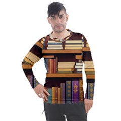 Book Nook Books Bookshelves Comfortable Cozy Literature Library Study Reading Room Fiction Entertain Men s Pique Long Sleeve T-shirt