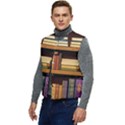 Book Nook Books Bookshelves Comfortable Cozy Literature Library Study Reading Room Fiction Entertain Men s Button Up Puffer Vest	 View3