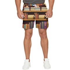 Book Nook Books Bookshelves Comfortable Cozy Literature Library Study Reading Room Fiction Entertain Men s Runner Shorts by Maspions