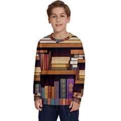 Book Nook Books Bookshelves Comfortable Cozy Literature Library Study Reading Room Fiction Entertain Kids  Crewneck Sweatshirt by Maspions