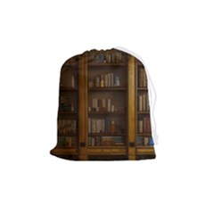 Books Book Shelf Shelves Knowledge Book Cover Gothic Old Ornate Library Drawstring Pouch (medium)