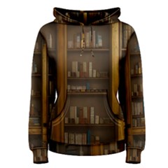 Books Book Shelf Shelves Knowledge Book Cover Gothic Old Ornate Library Women s Pullover Hoodie