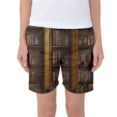 Books Book Shelf Shelves Knowledge Book Cover Gothic Old Ornate Library Women s Basketball Shorts