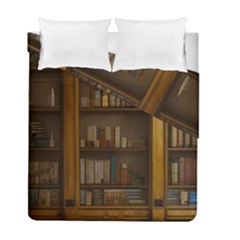 Books Book Shelf Shelves Knowledge Book Cover Gothic Old Ornate Library Duvet Cover Double Side (full/ Double Size) by Maspions