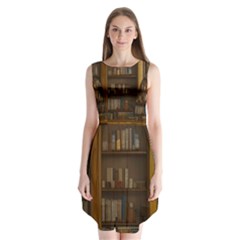 Books Book Shelf Shelves Knowledge Book Cover Gothic Old Ornate Library Sleeveless Chiffon Dress  