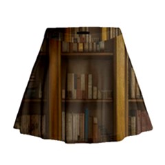 Books Book Shelf Shelves Knowledge Book Cover Gothic Old Ornate Library Mini Flare Skirt