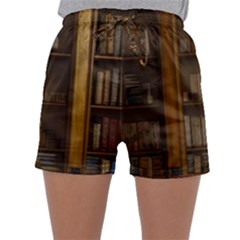 Books Book Shelf Shelves Knowledge Book Cover Gothic Old Ornate Library Sleepwear Shorts