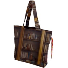 Books Book Shelf Shelves Knowledge Book Cover Gothic Old Ornate Library Drawstring Tote Bag