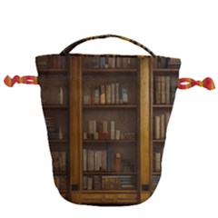 Books Book Shelf Shelves Knowledge Book Cover Gothic Old Ornate Library Drawstring Bucket Bag