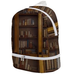 Books Book Shelf Shelves Knowledge Book Cover Gothic Old Ornate Library Zip Bottom Backpack