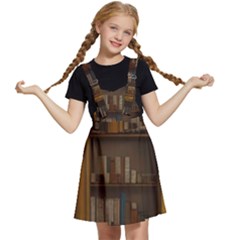 Books Book Shelf Shelves Knowledge Book Cover Gothic Old Ornate Library Kids  Apron Dress by Maspions