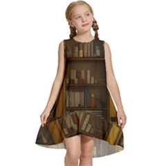 Books Book Shelf Shelves Knowledge Book Cover Gothic Old Ornate Library Kids  Frill Swing Dress by Maspions